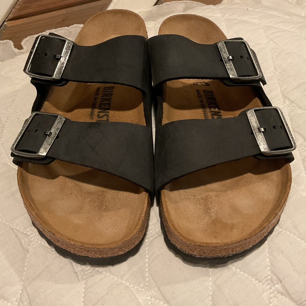 Birkenstock Black Arizona Oiled Leather 37 R 6-6.5 Regular Width